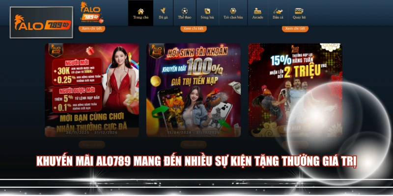Khuyến mãi ALO789 mang đến nhiều sự kiện tặng thưởng giá trị